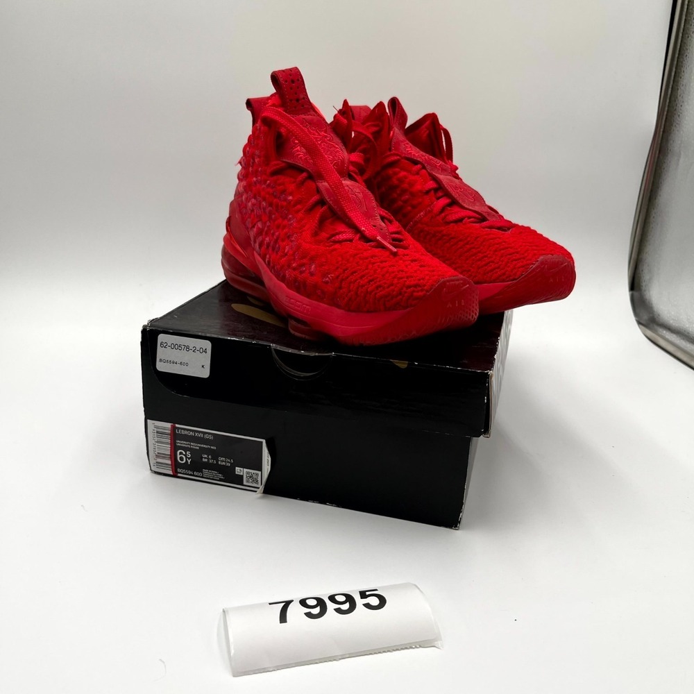 Nike LeBron 17 BQ5594-600 Sneakers‎ Youth US 6.5 University Red Basketball Shoes